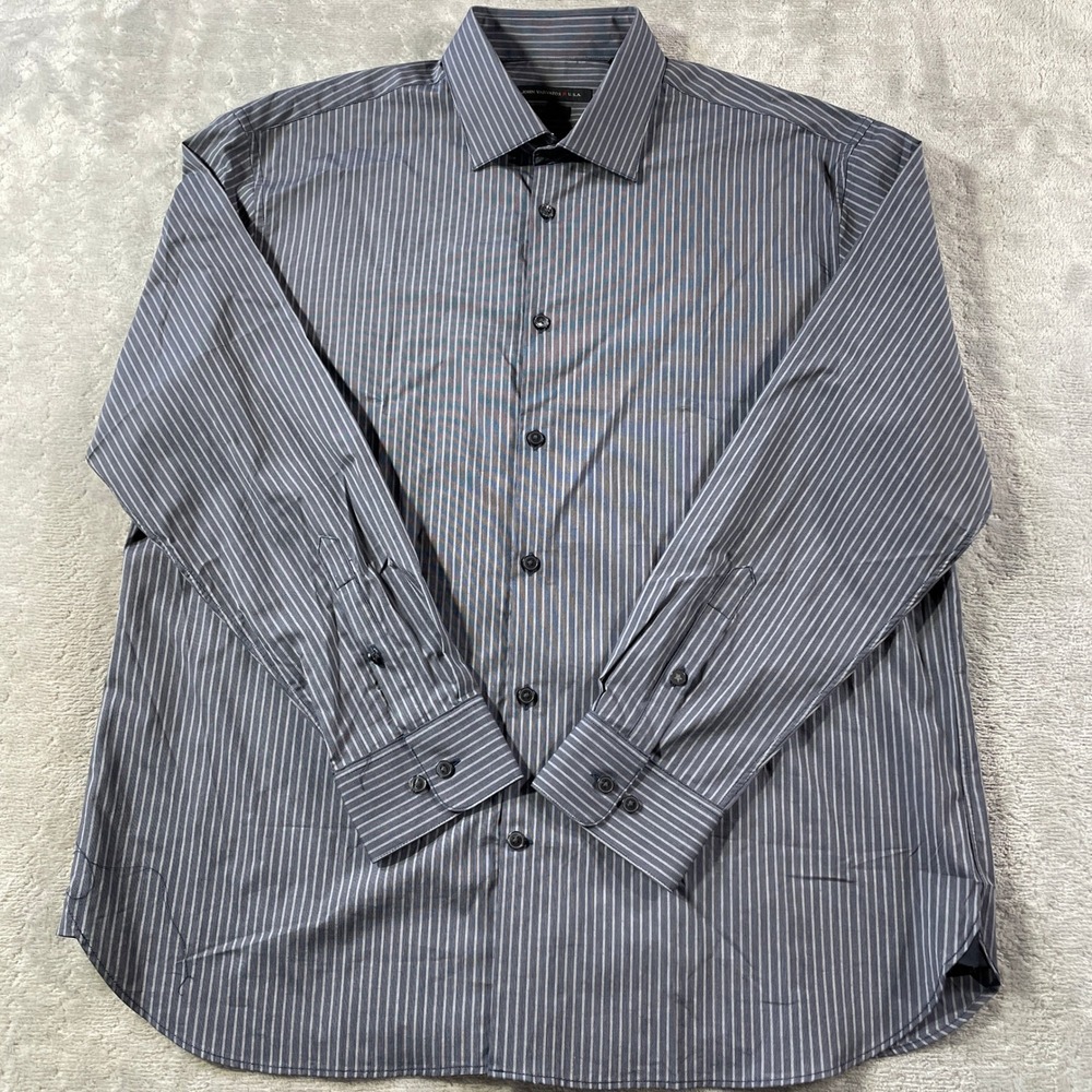 John Varvatos USA Shirt‎ Mens 16.5- 33 Regular Fit Striped Office Preppy Casual